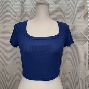 SHEIN Royal Blue Ribbed Crop Top
